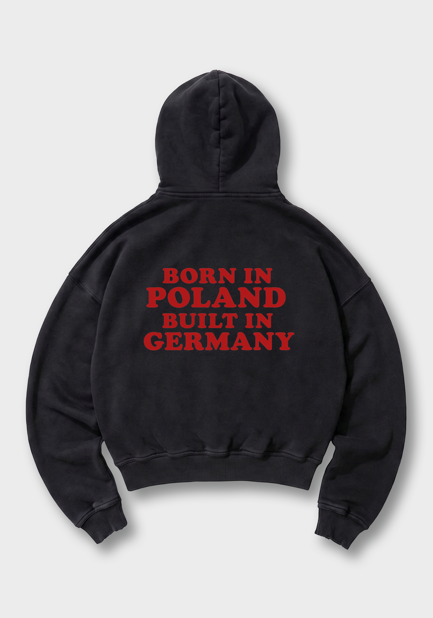 Born in Poland built in Germany Oversized Hoodie - Black Back (Designed)