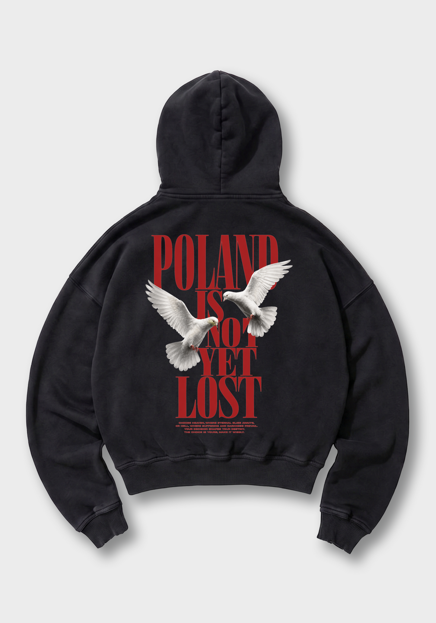 Poland is not yet lost Oversized Hoodie - Black Back (Designed)