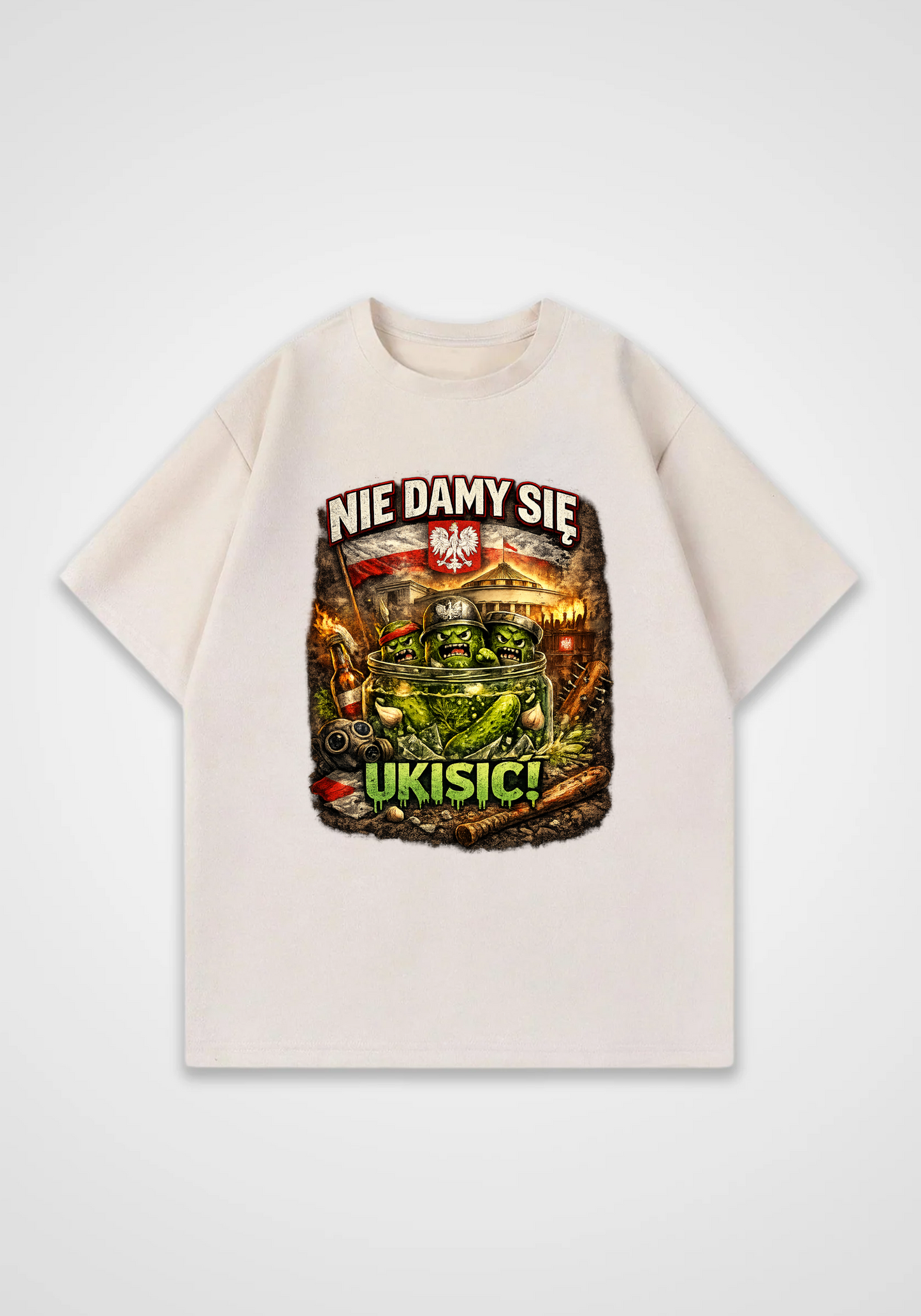 Oversized Shirt - Beige Front (Designed)