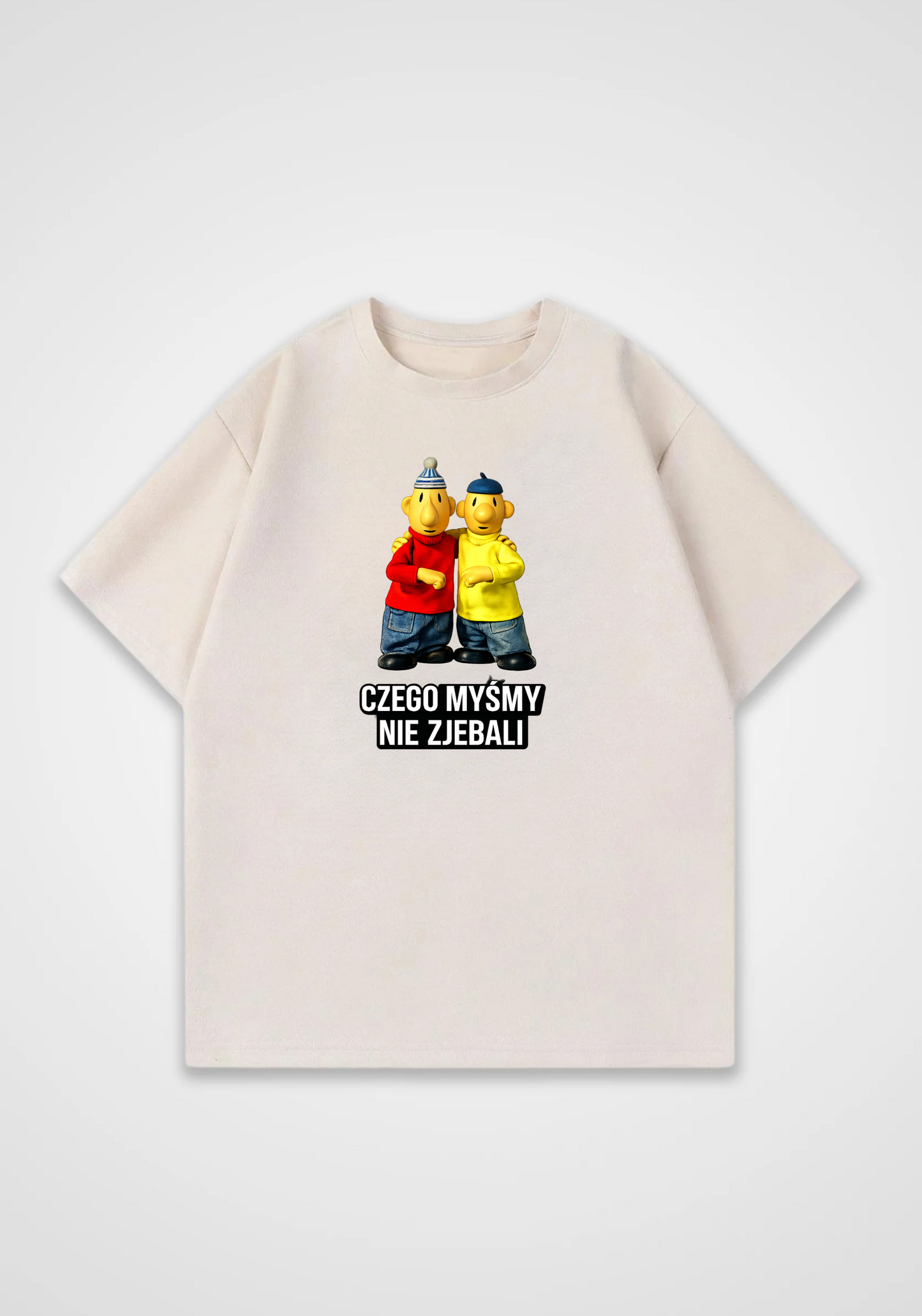 Sąsiedzi Oversized Shirt - Beige Front (Designed)