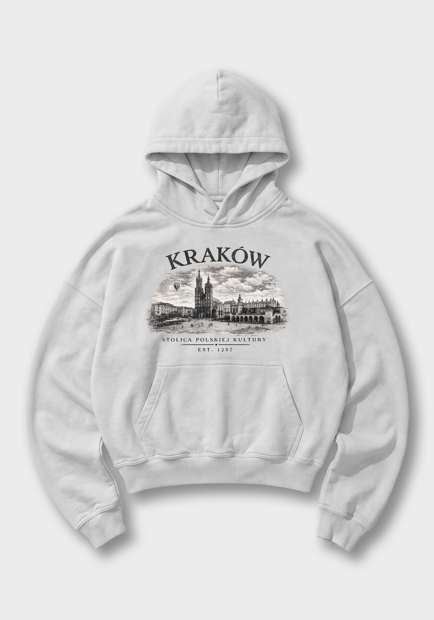 Kraków Oversized Hoodie - White Front (Designed)