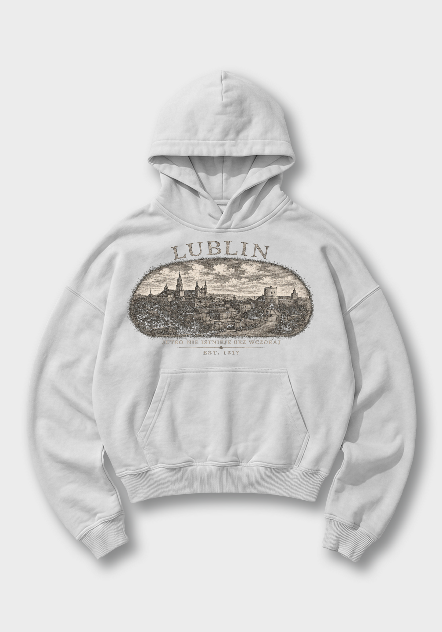 Lublin Oversized Hoodie - White Front (Designed)