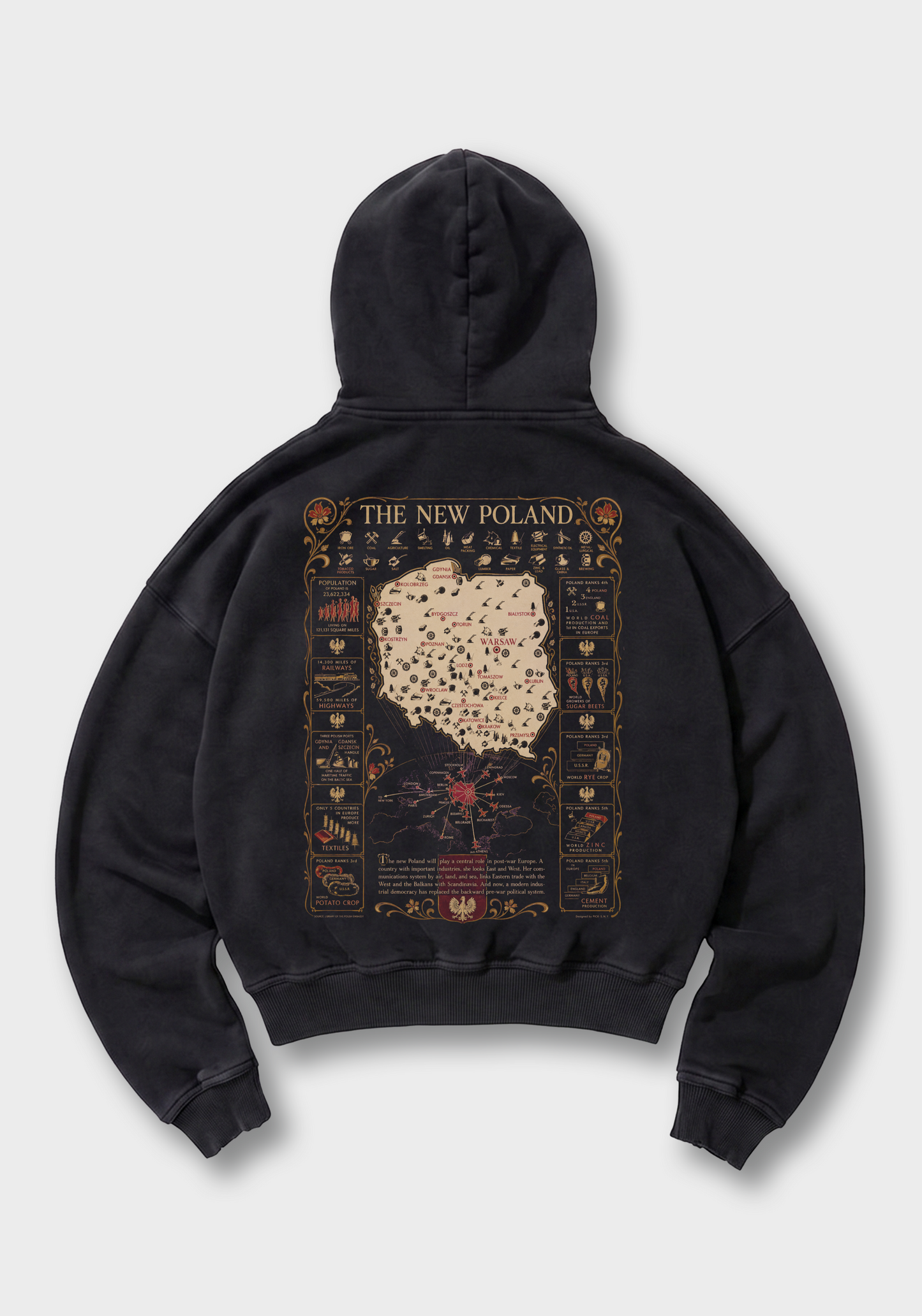 The New Poland Oversized Hoodie - Black Back (Designed)