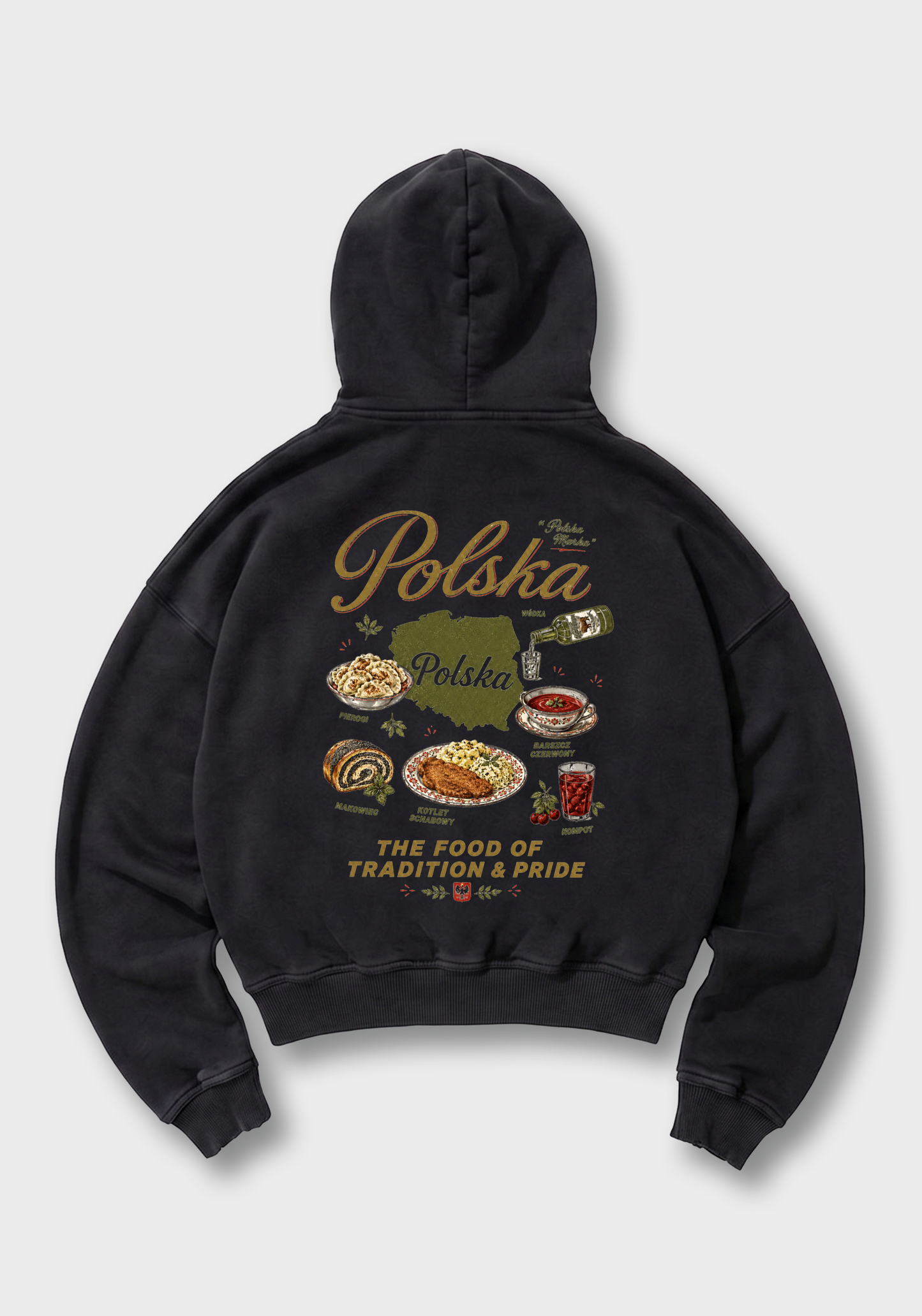 Polskie Potrawy Oversized Hoodie - Black Back (Designed)