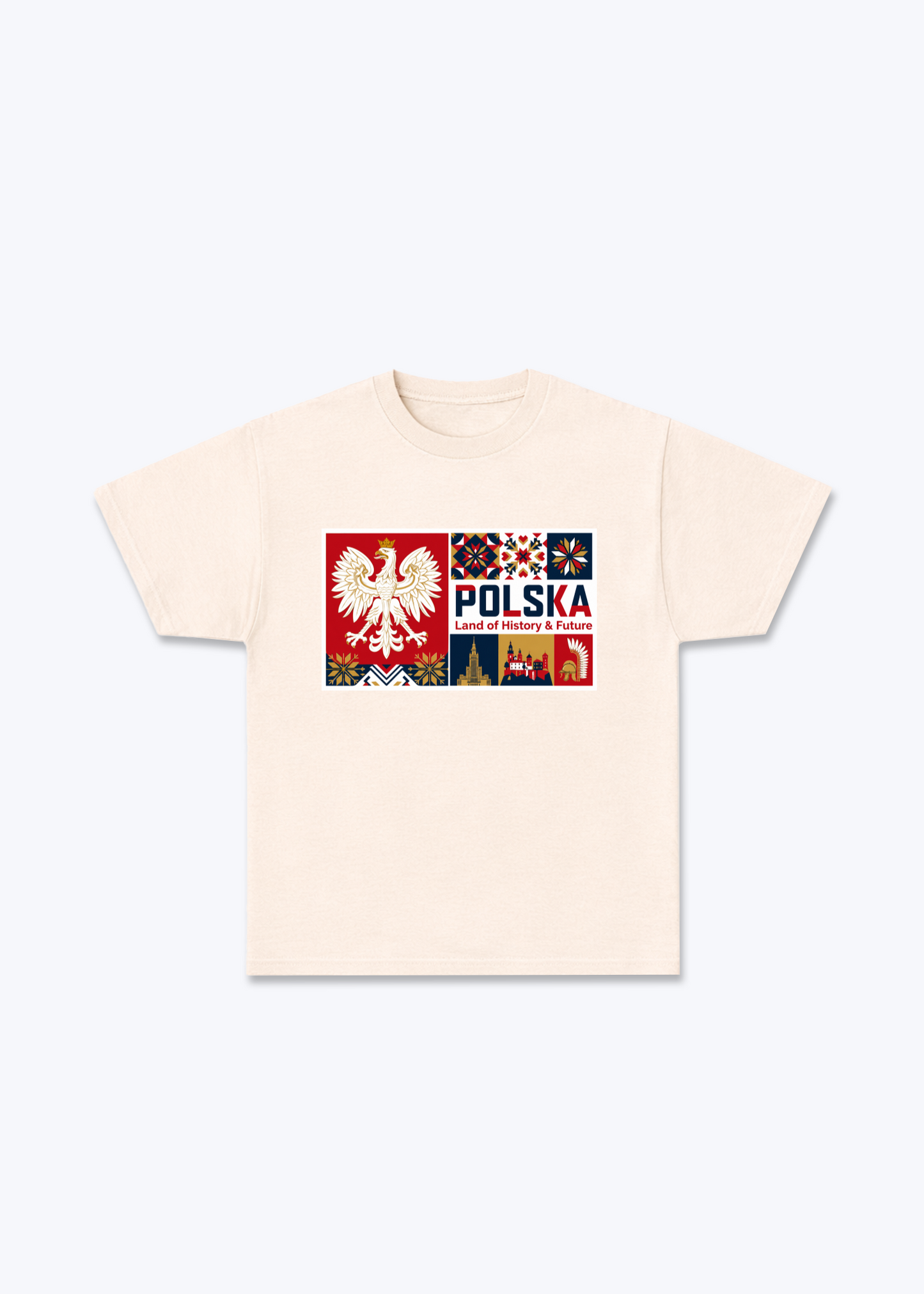 Land of Honor and Future Regular Shirt - Beige Front (Designed)