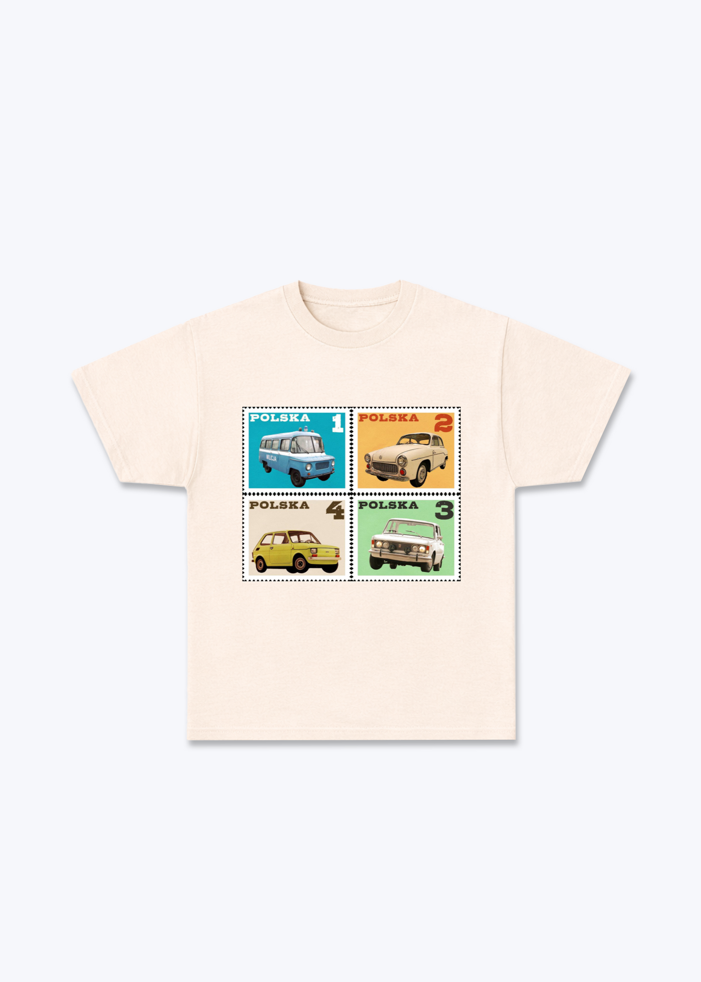 Znaczki Regular Shirt - Beige Front (Designed)
