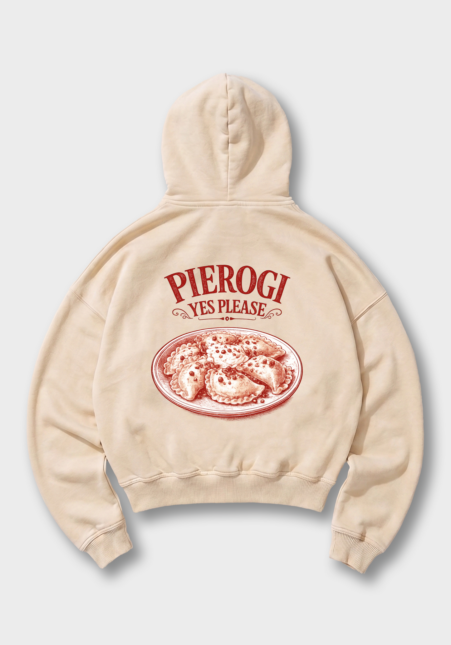 Pierogi Yes Please Oversized Hoodie - Beige Back (Designed)