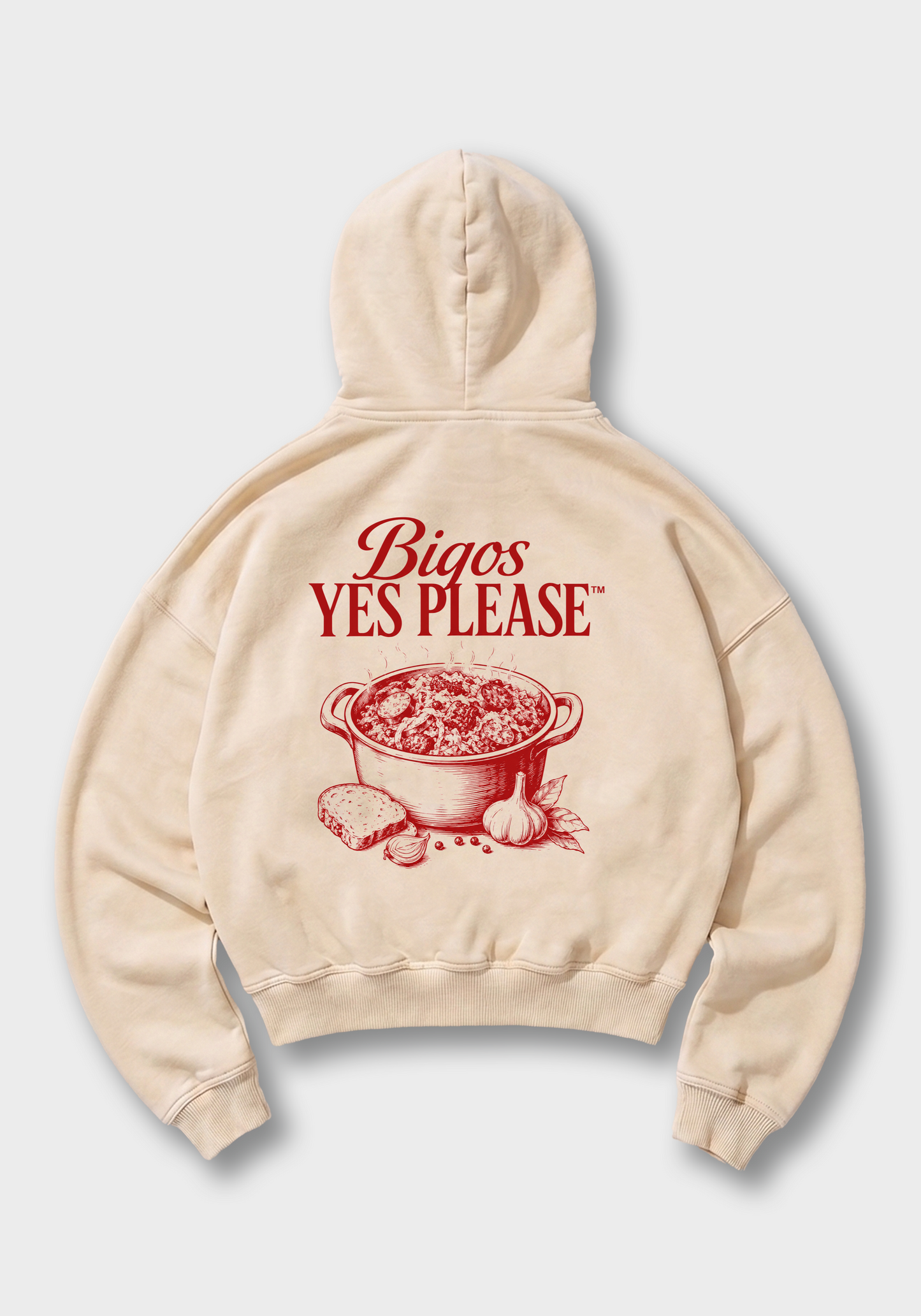 Bigos Yes Please Oversized Hoodie - Beige Back (Designed)