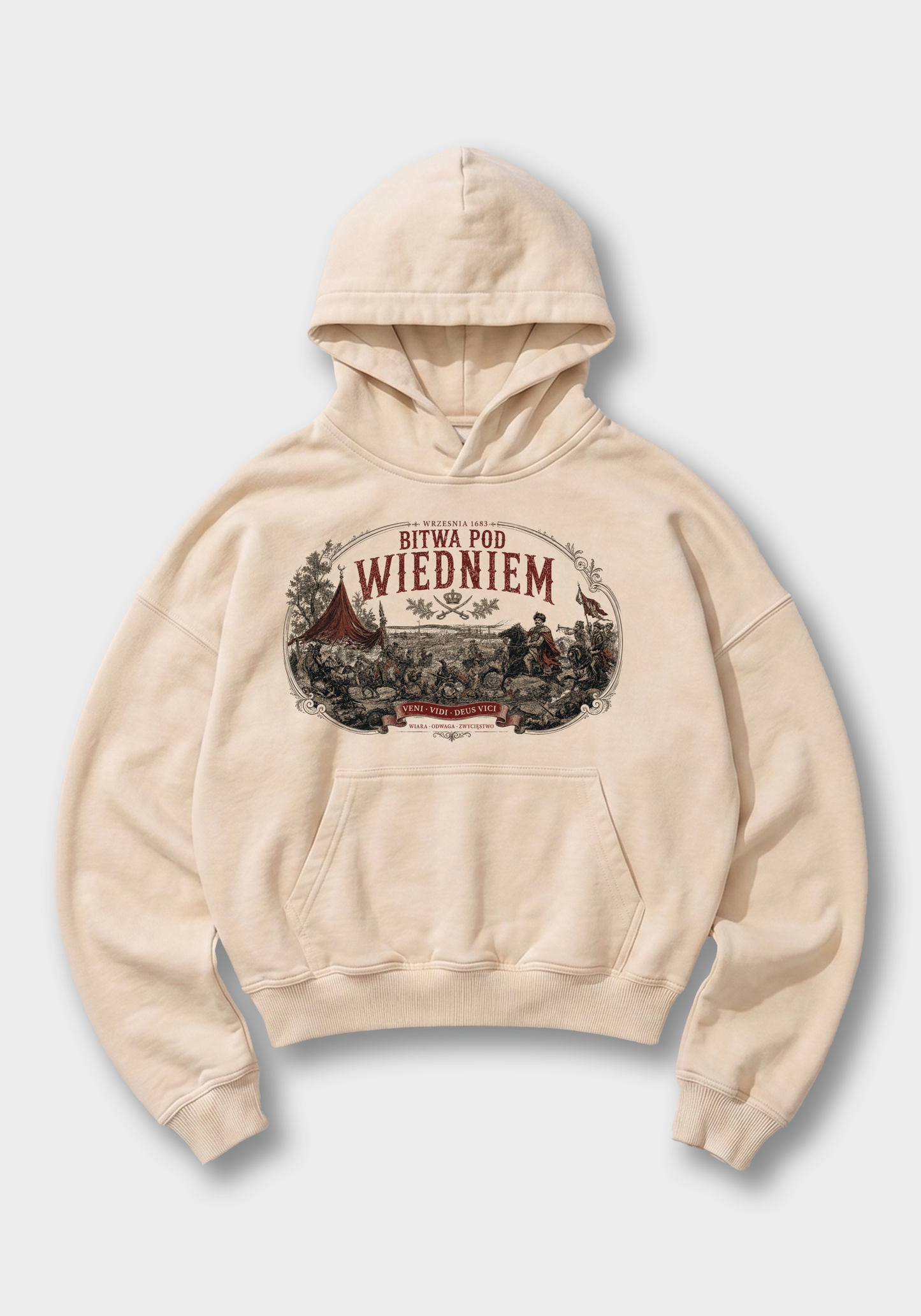 Polskie Umysły Oversized Hoodie - Beige Front (Designed)