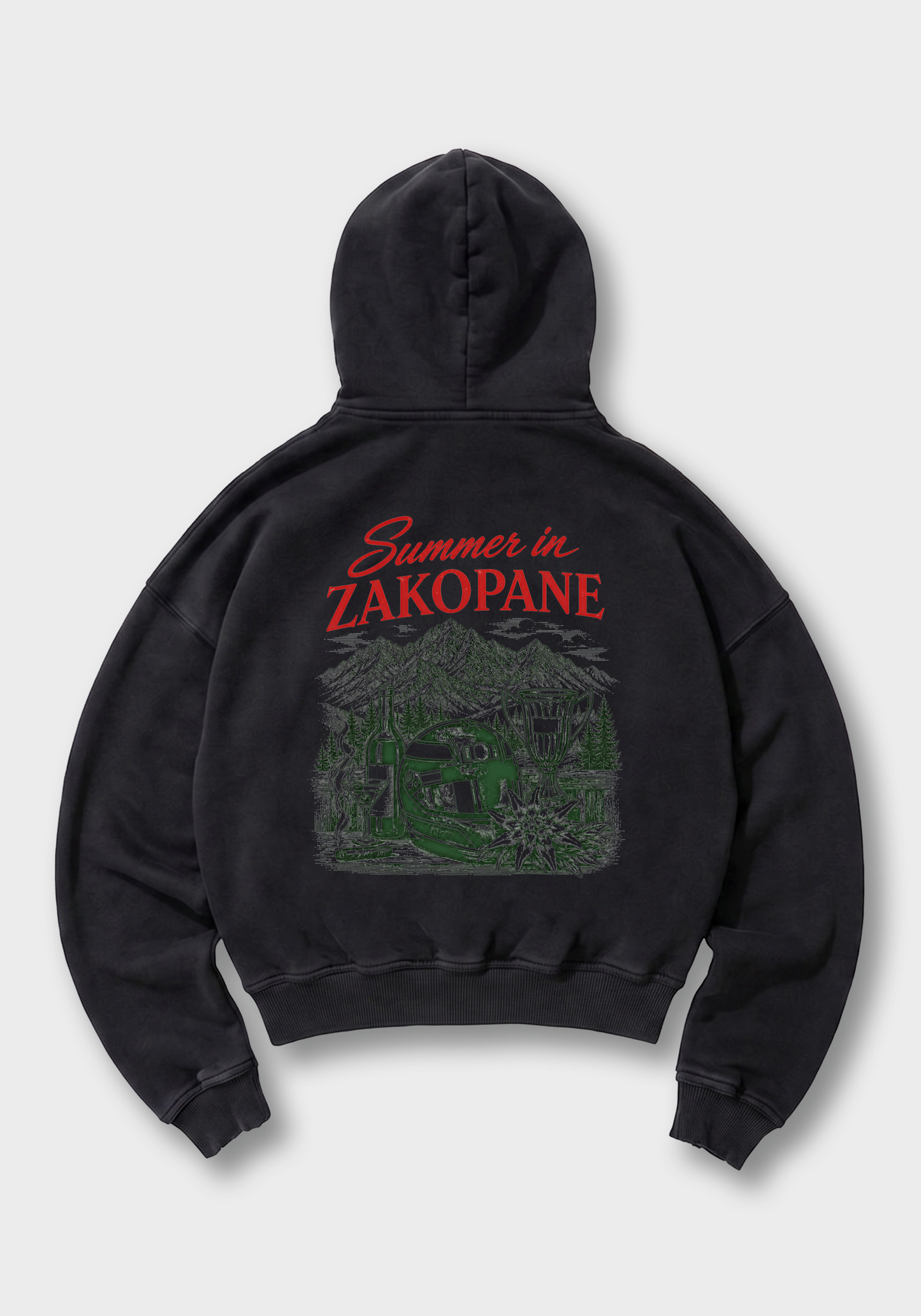 Summer in Zakopane Oversized Hoodie - Black Back (Designed)