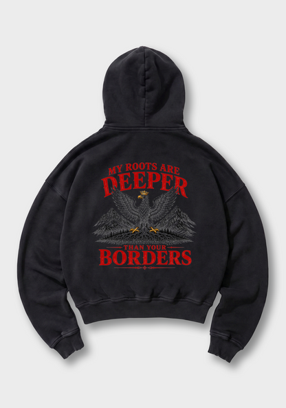 Deep roots Oversized Hoodie - Black Back (Designed)