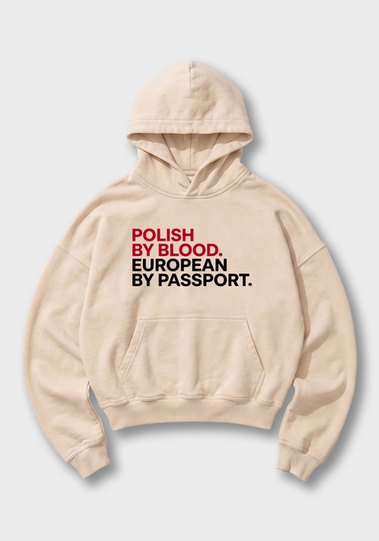 Polish by Blood Oversized Hoodie - Beige Front (Designed)