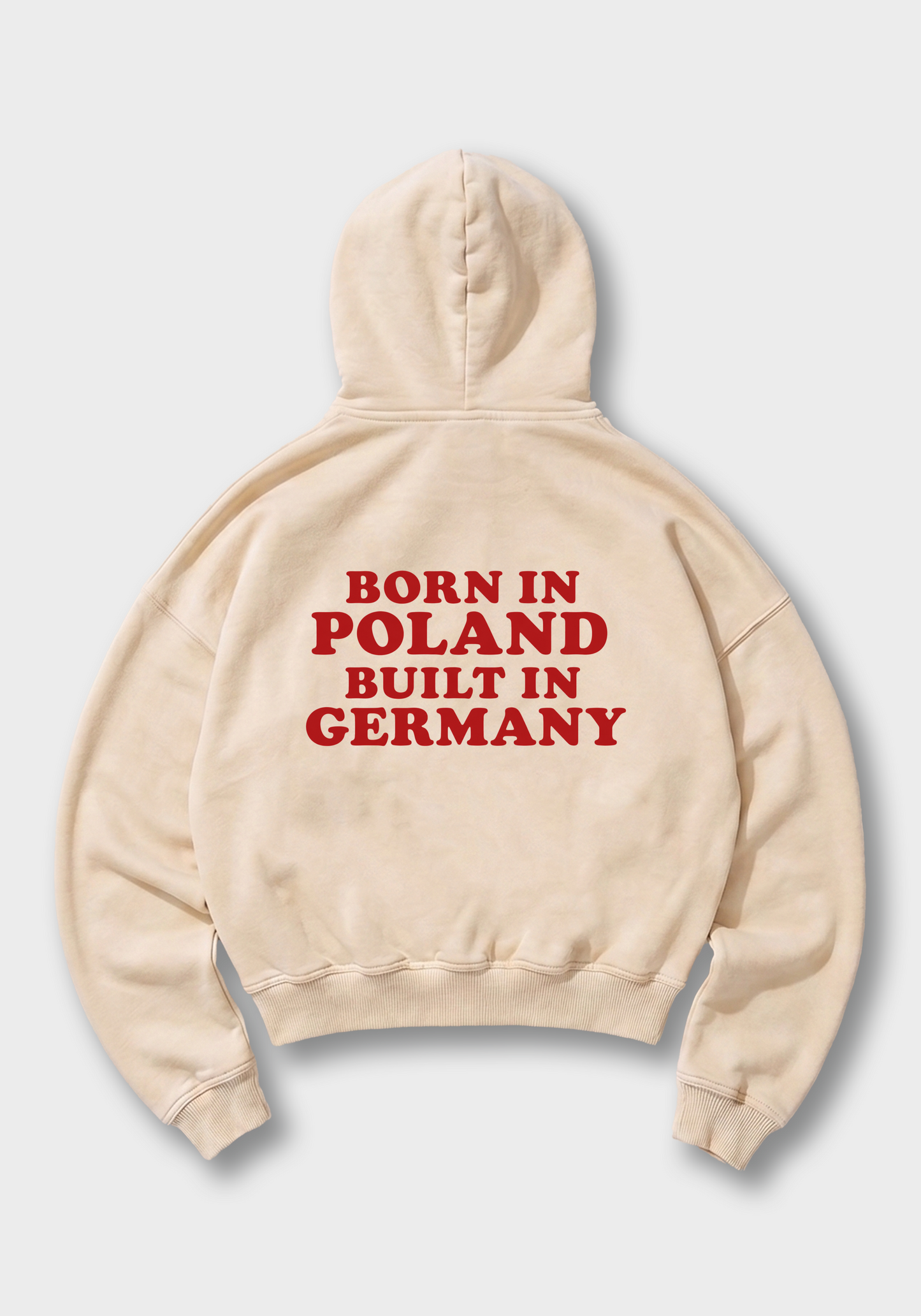Born in Poland built in Germany Oversized Hoodie - Beige Back (Designed)