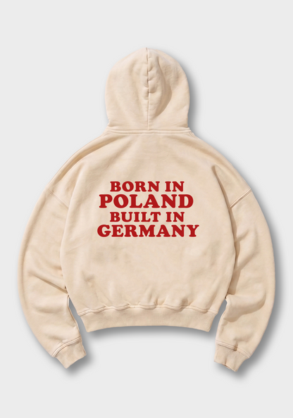 Born in Poland built in Germany Oversized Hoodie - Beige Back (Designed)