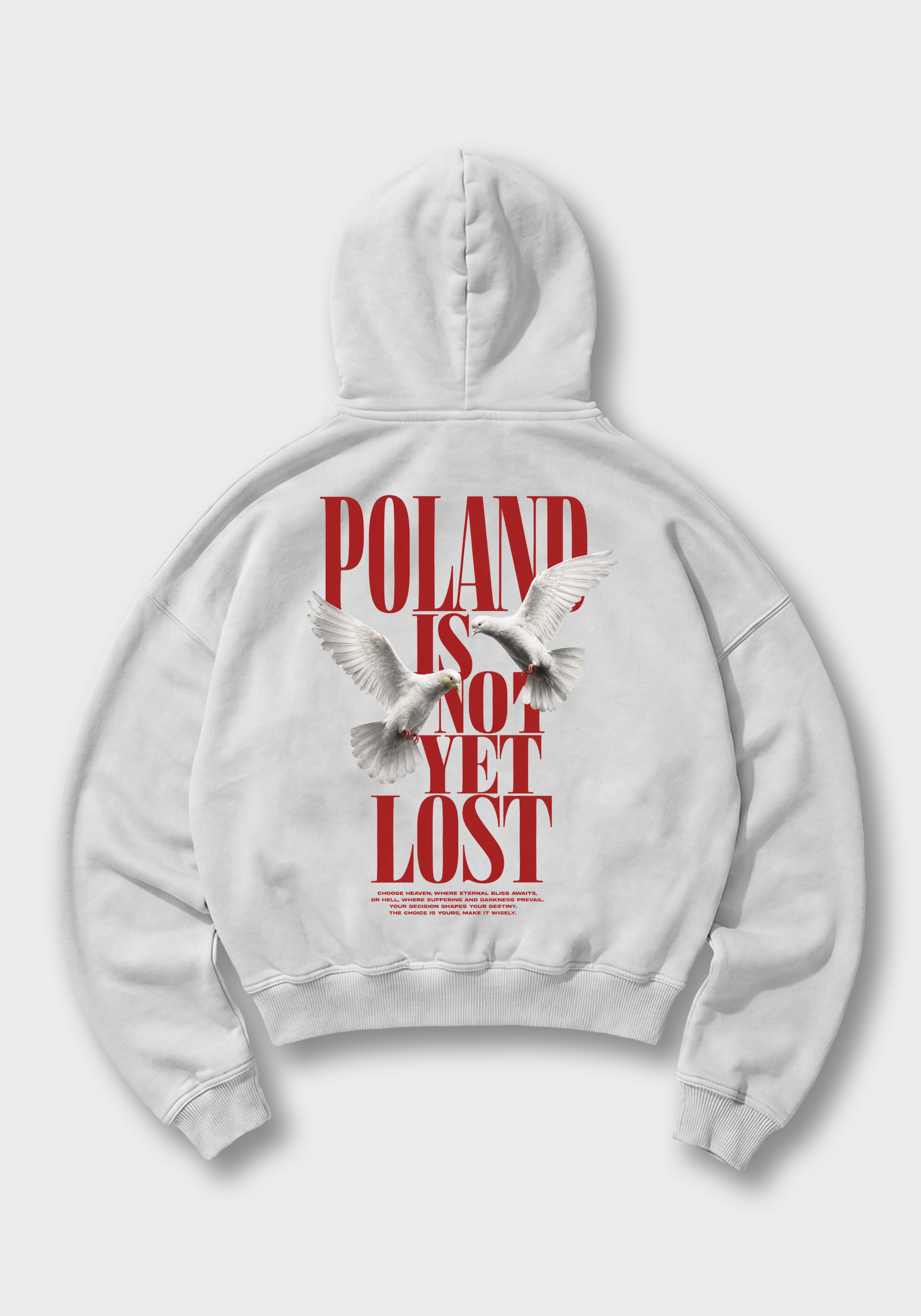Poland is not yet lost Oversized Hoodie - White Back (Designed)