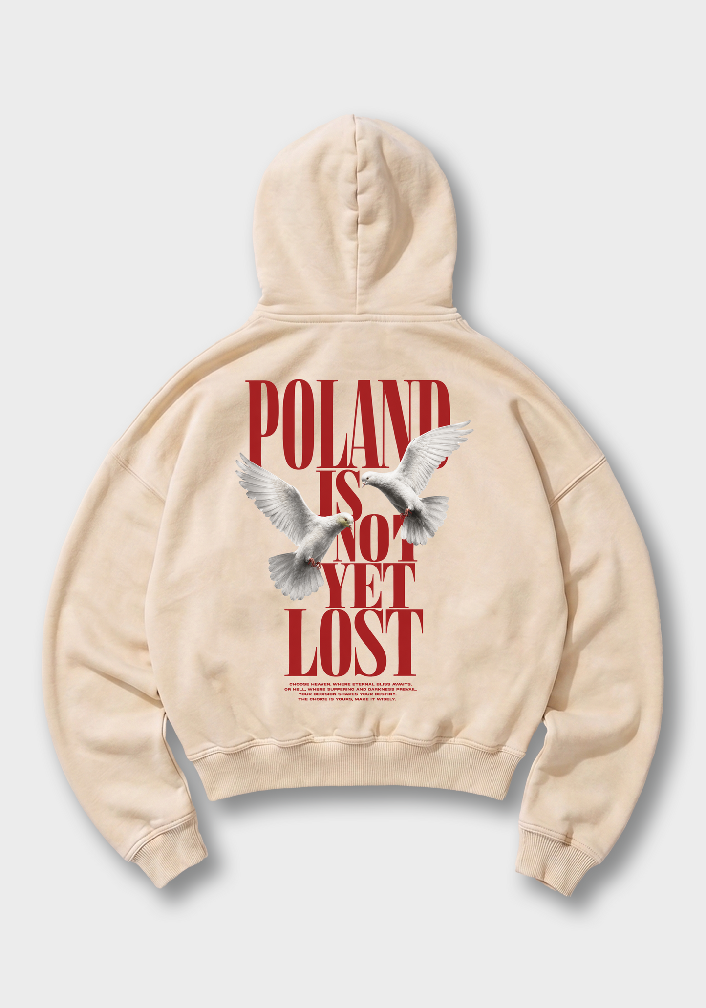 Poland is not yet lost Oversized Hoodie - Beige Back (Designed)