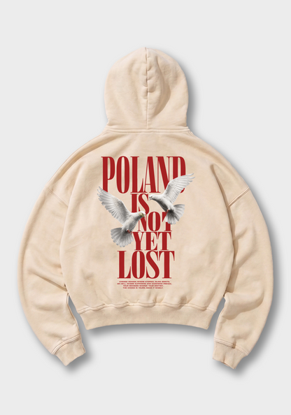 Poland is not yet lost Oversized Hoodie - Beige Back (Designed)