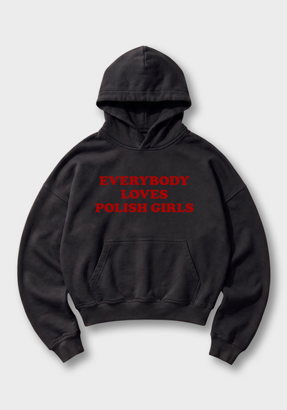 Everybody loves Polish Girls Oversized Hoodie - Black Front (Designed)