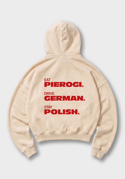 Eat Drive Stay Oversized Hoodie - Beige Back (Designed)
