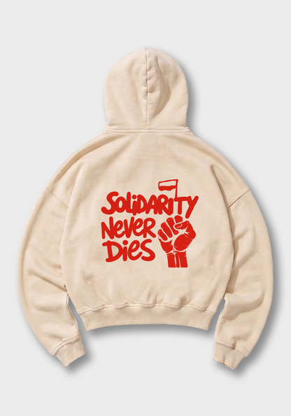 Solidarity never Dies Oversized Hoodie - Beige Back (Designed)