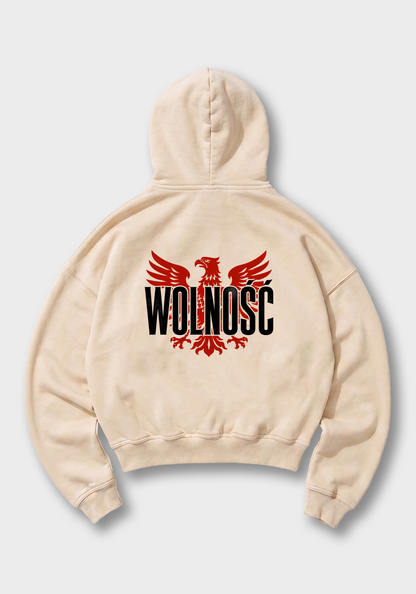 Wolnosc Oversized Hoodie - Beige Back (Designed)