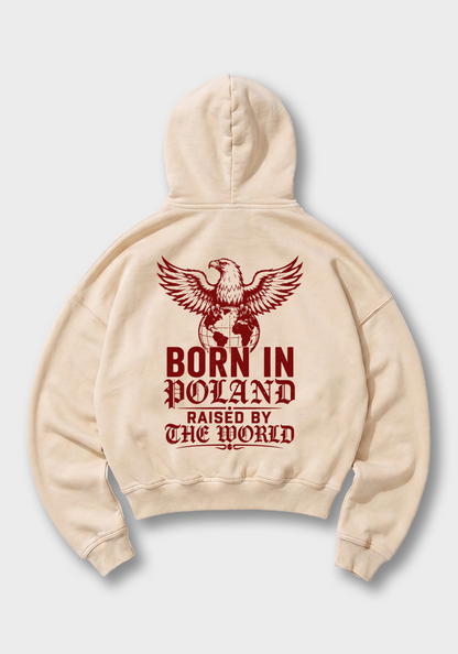 Born in Poland Oversized Hoodie - Beige Back (Designed)