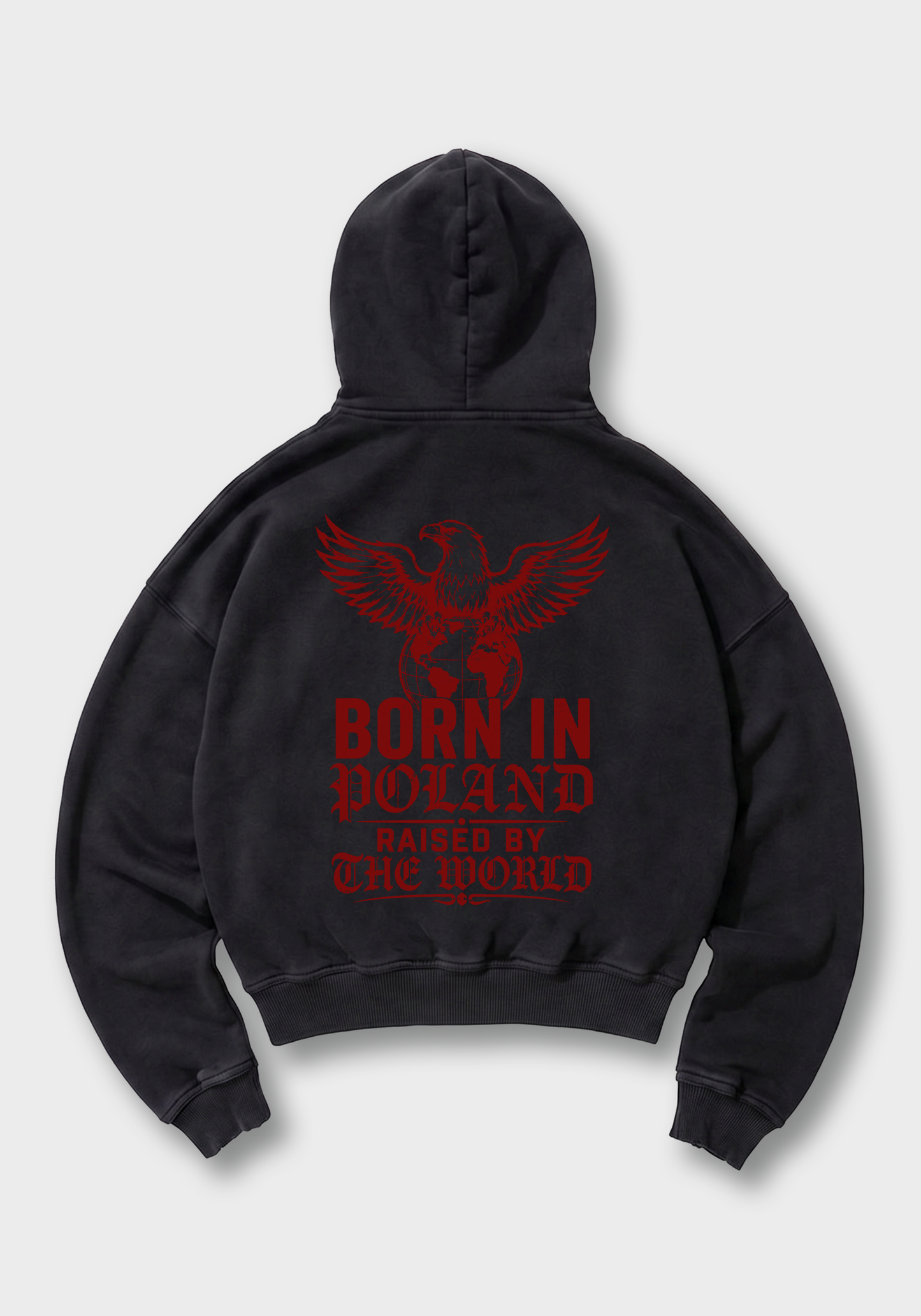 Born in Poland Oversized Hoodie - Black Back (Designed)