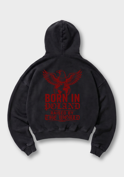 Born in Poland Oversized Hoodie - Black Back (Designed)