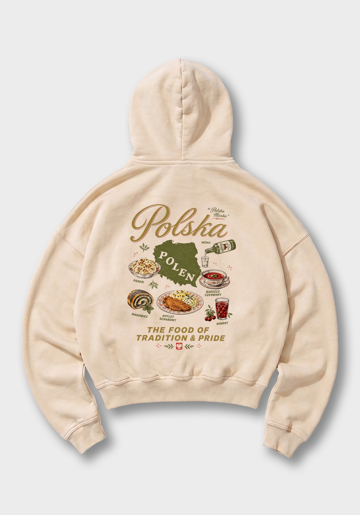 Polska Oversized Hoodie - Beige Back (Designed)