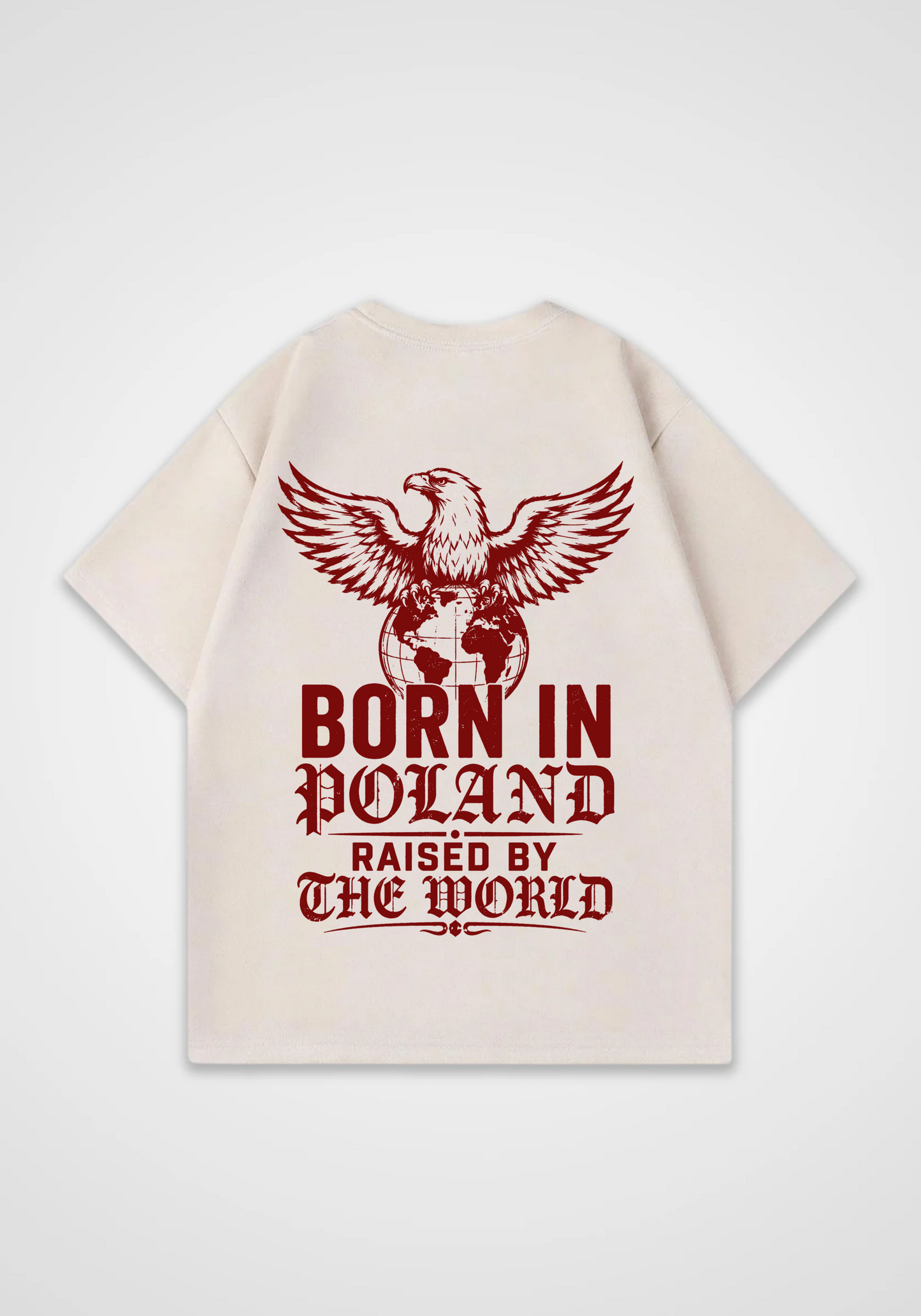 Born in Poland Oversized Shirt - Beige Back (Designed)