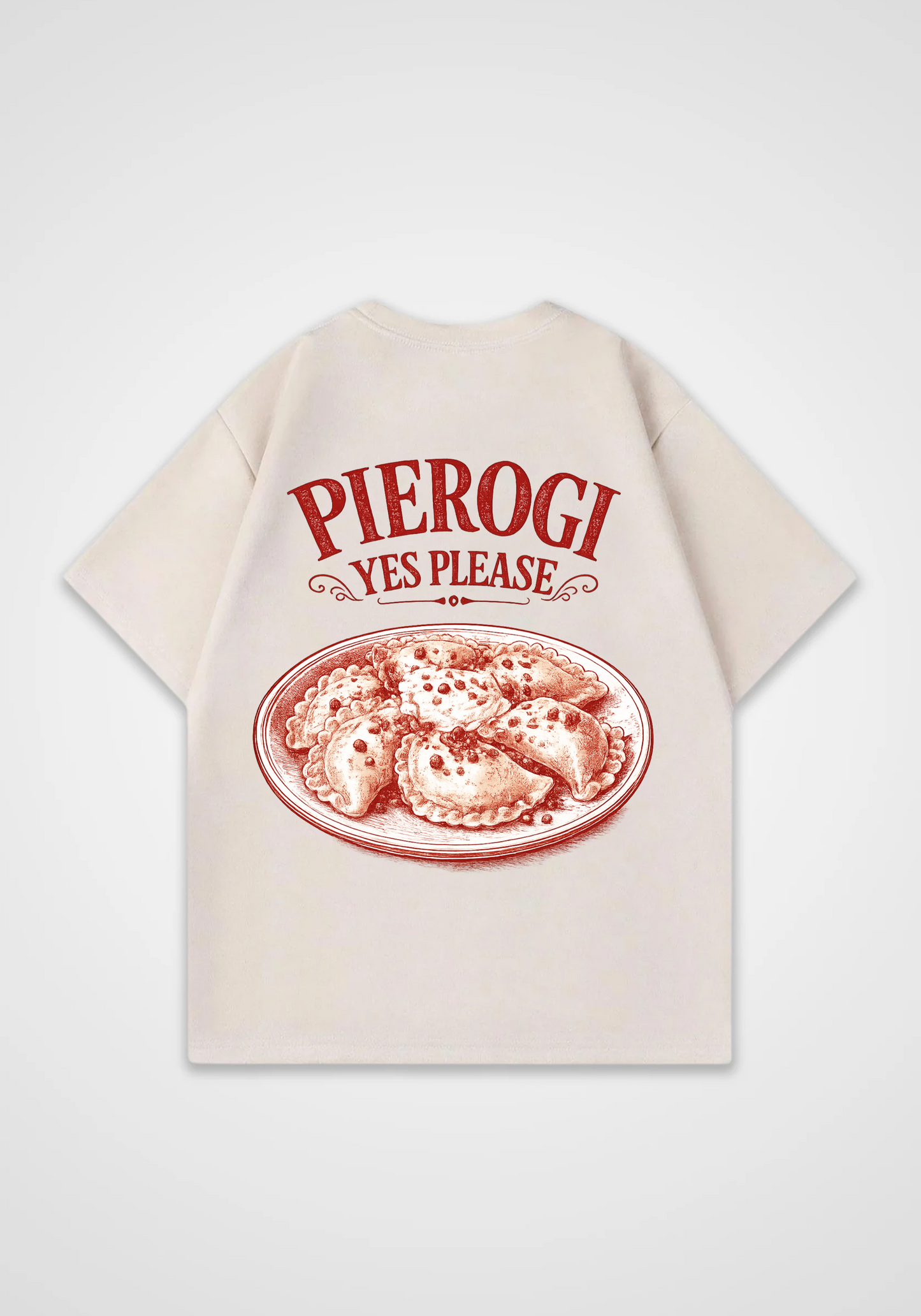 Pierogi Yes Please Oversized Shirt - Beige Back (Designed)