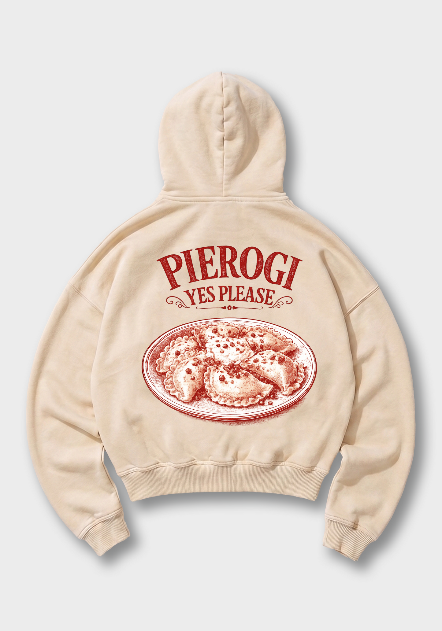 Pierogi Yes Please Oversized Hoodie - Beige Back (Designed)