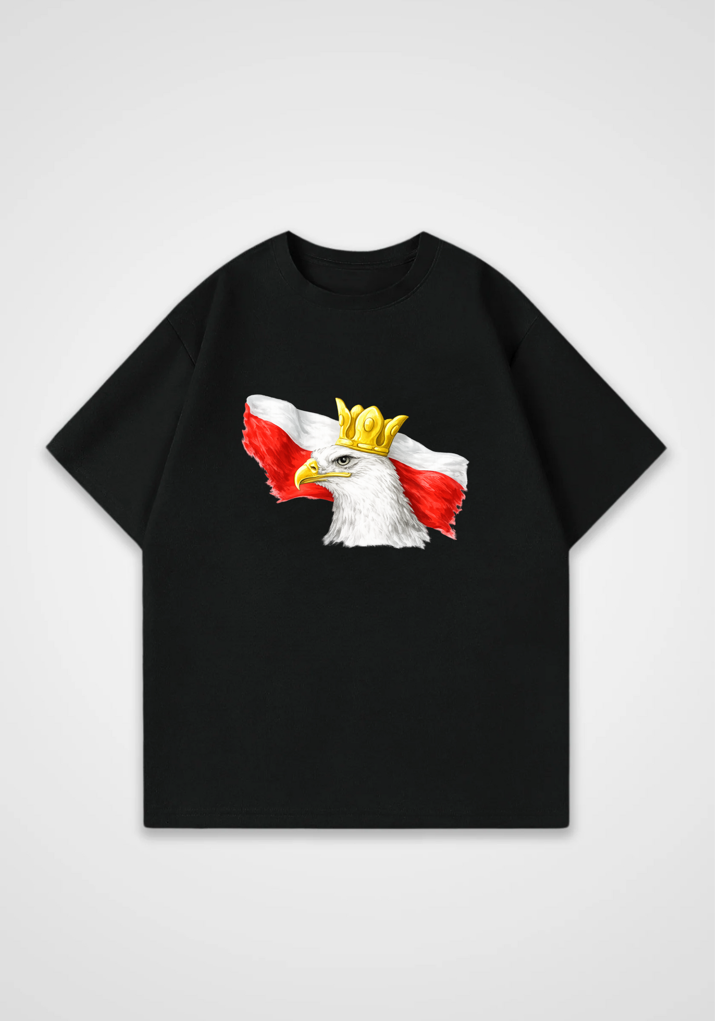 Polish Eagel Oversized Shirt - Black Front (Designed)