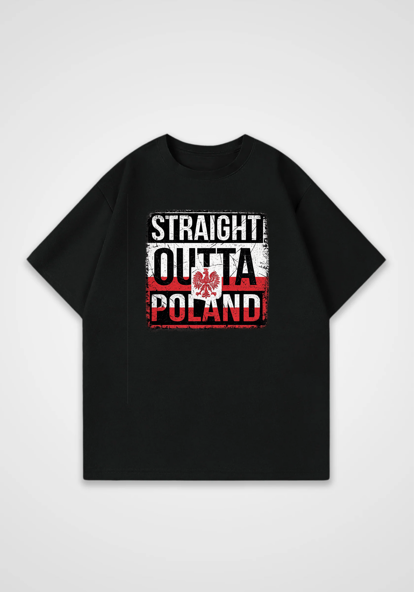 Straight Outta Poland Oversized Shirt - Black Front (Designed)