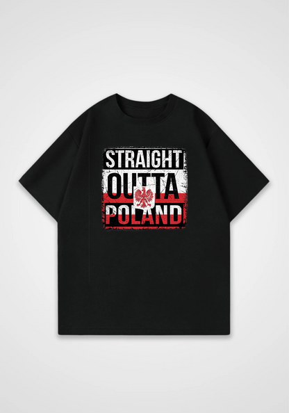 Straight Outta Poland Oversized Shirt - Black Front (Designed)