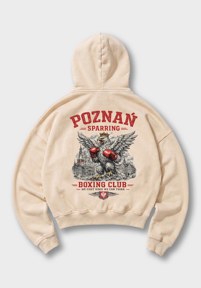 Poznan Boxing Club Oversized Hoodie - Beige Back (Designed)