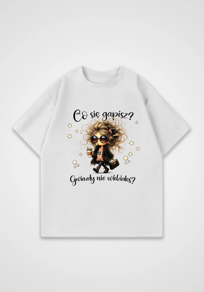 Gwiazdy nie widziałeś Oversized Shirt - White Front (Designed)