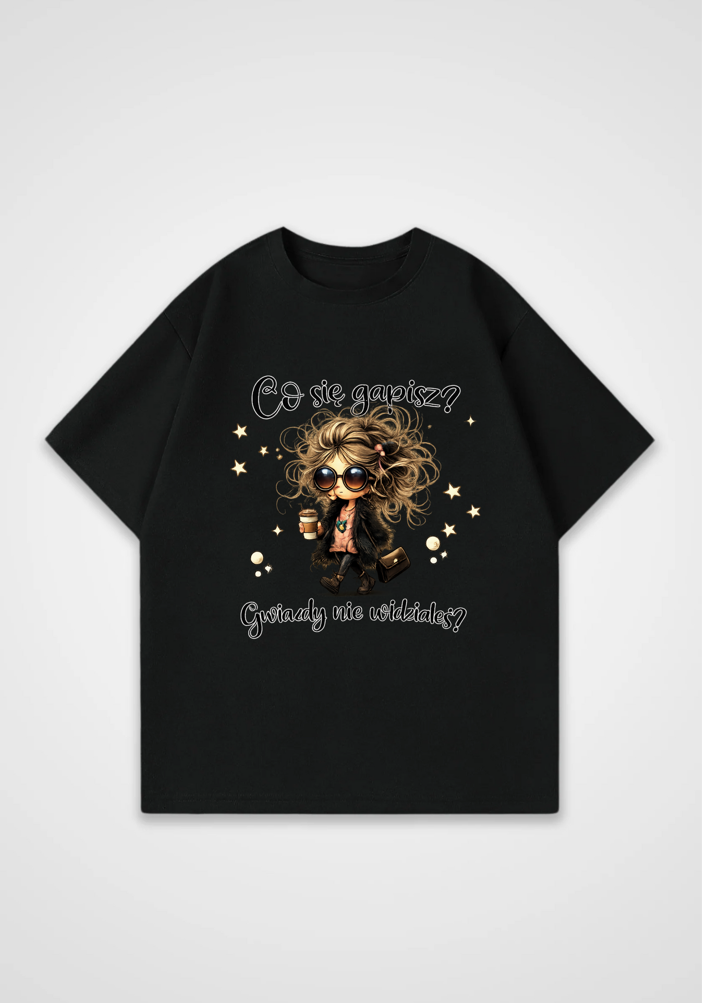 Gwiazdy nie widziałeś Oversized Shirt - Black Front (Designed)