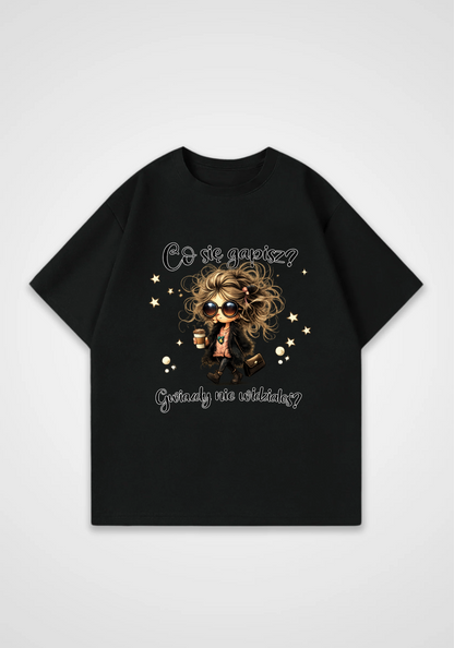 Gwiazdy nie widziałeś Oversized Shirt - Black Front (Designed)