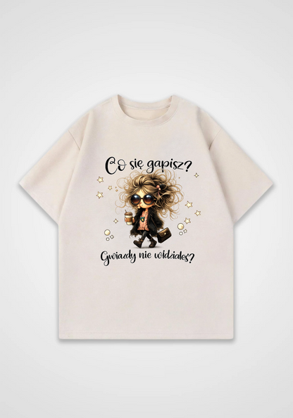 Gwiazdy nie widziałeś Oversized Shirt - Beige Front (Designed)