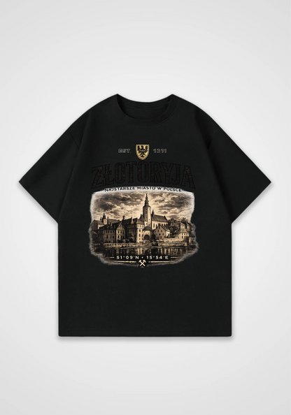 Złotoryja Oversized Shirt - Black Front (Designed)
