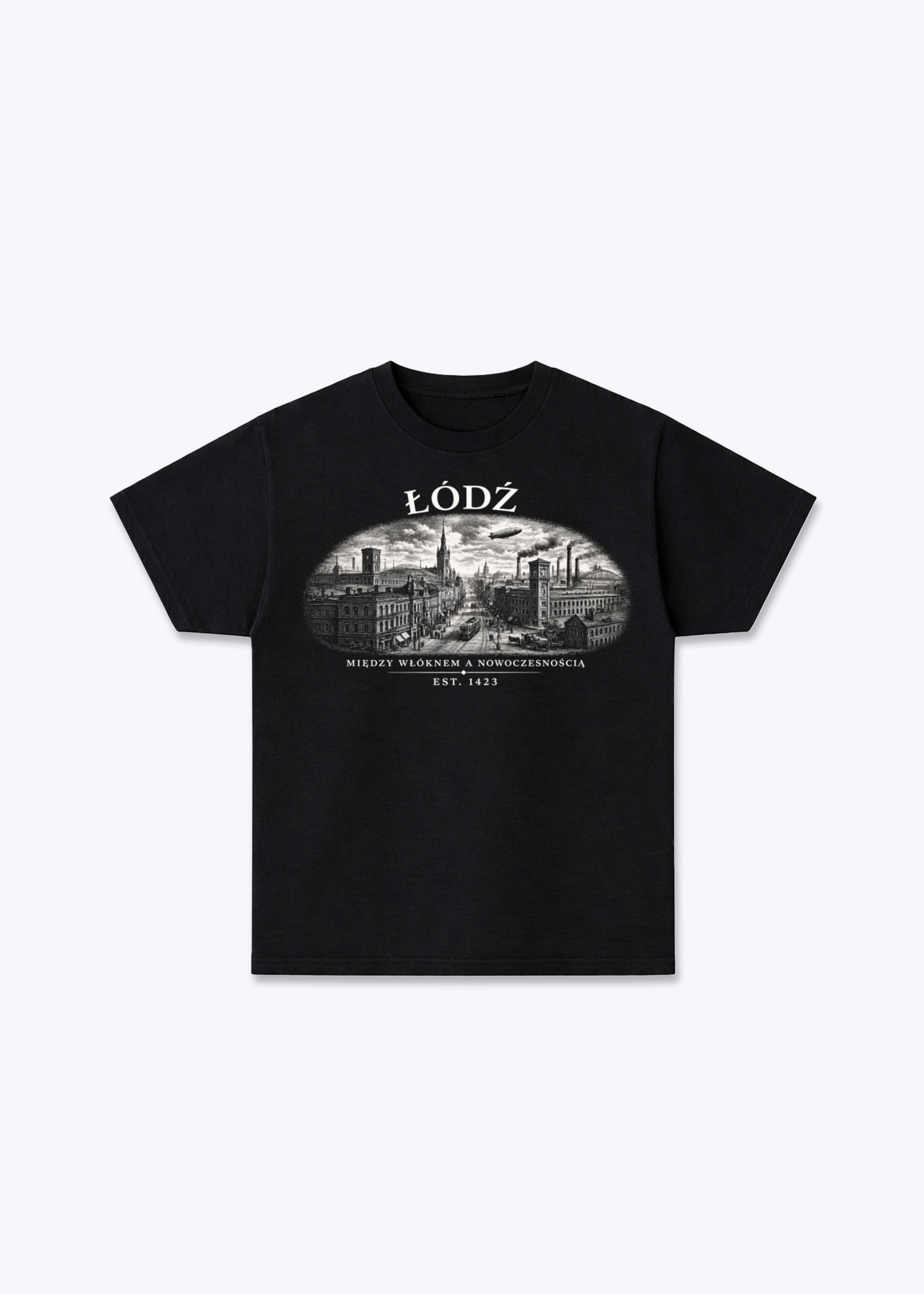 Łódź Regular Shirt - Black Front (Designed)