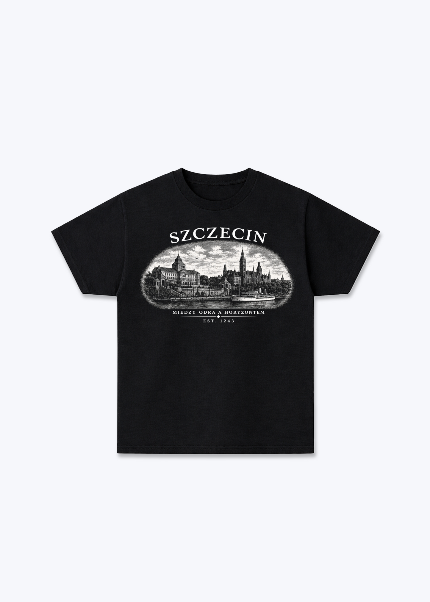 Szczecin Regular Shirt - Black Front (Designed)