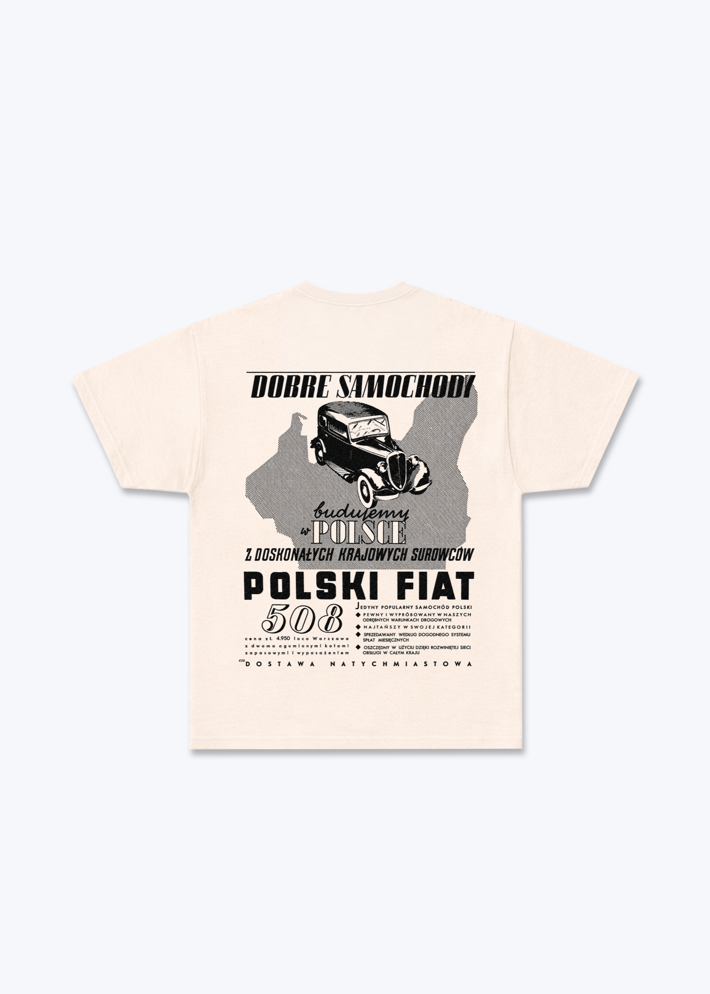 Dobre Samochody Poland Regular Shirt - Beige Back (Designed)