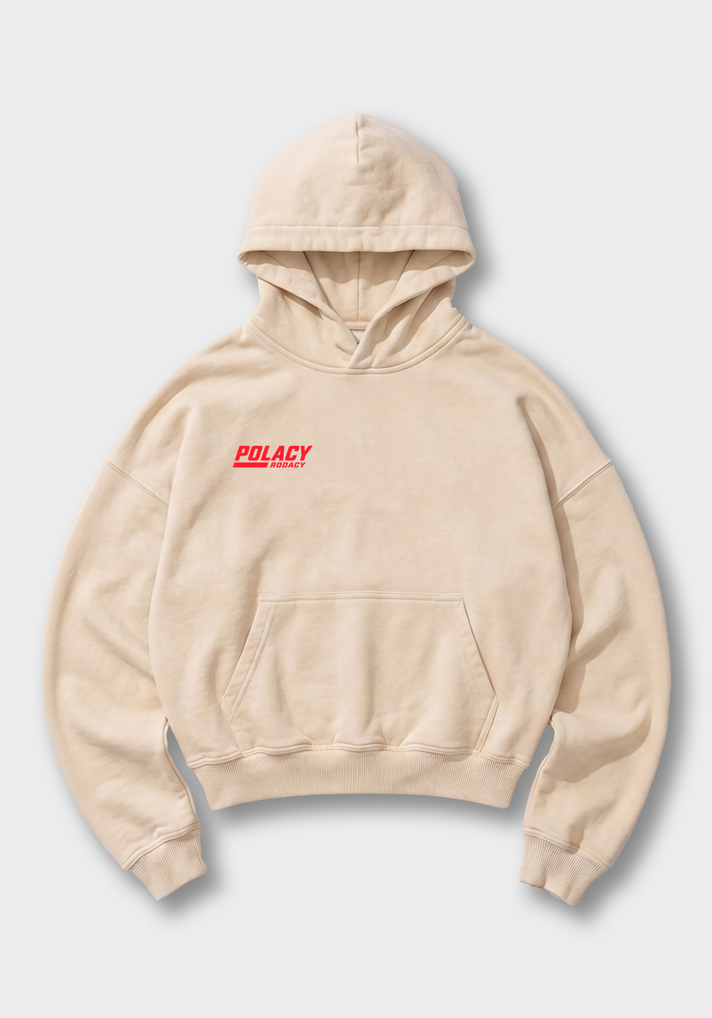 Fiat 126p Oversized Hoodie - Beige Front (Designed)