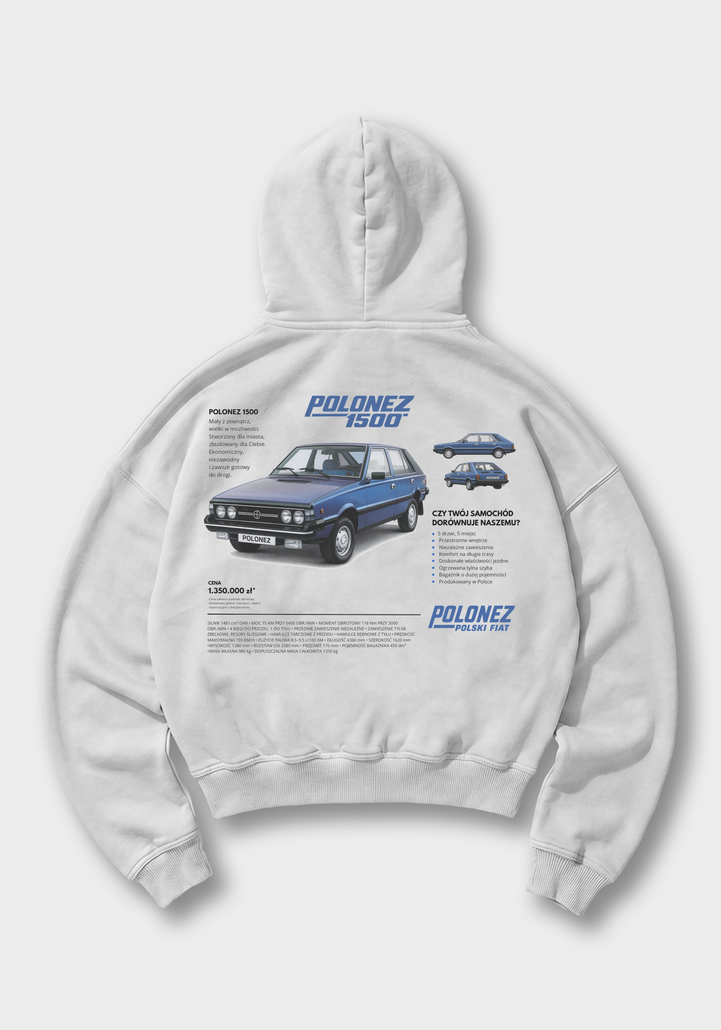 Polonez Oversized Hoodie - White Back (Designed)