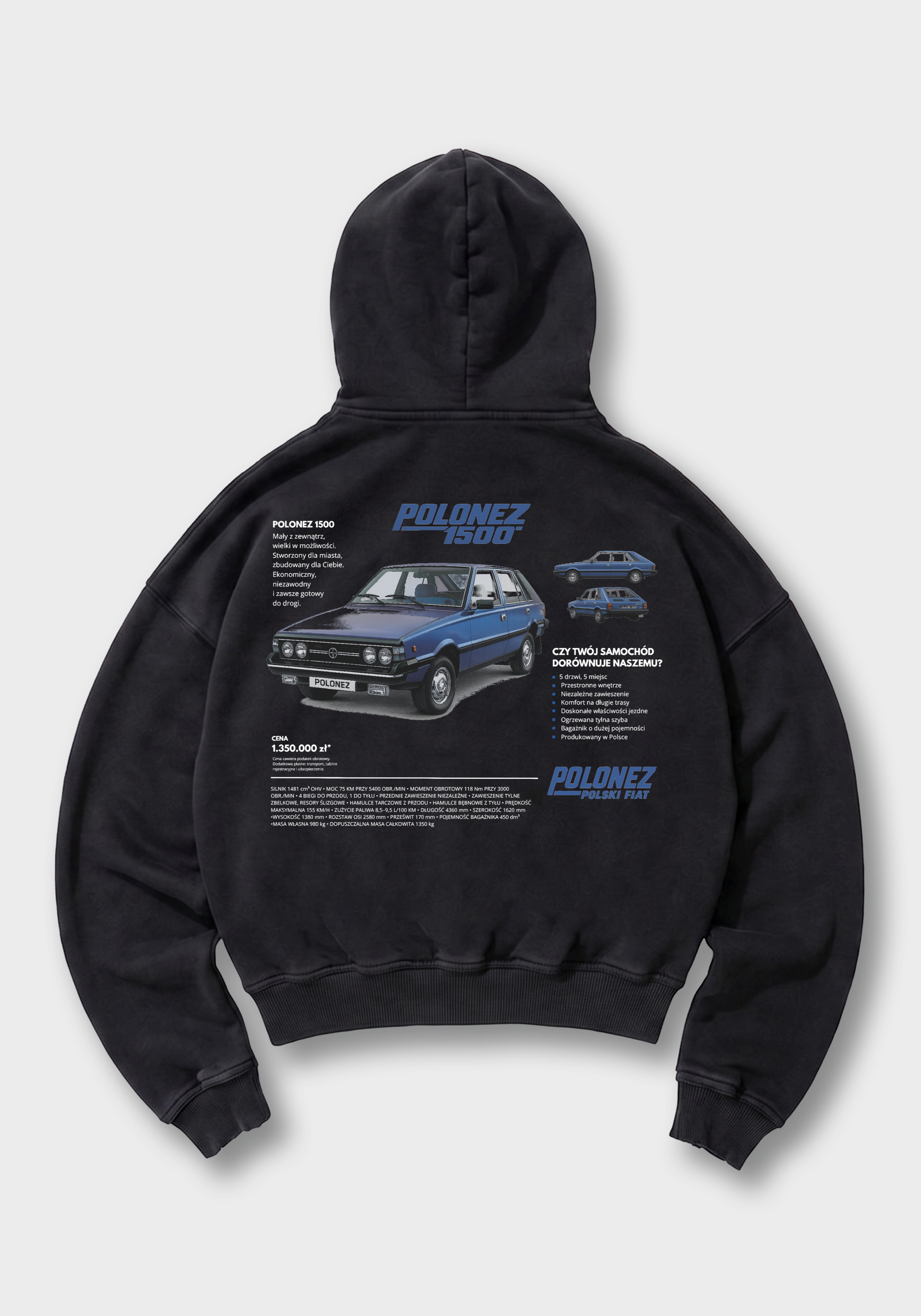 Polonez Oversized Hoodie - Black Back (Designed)