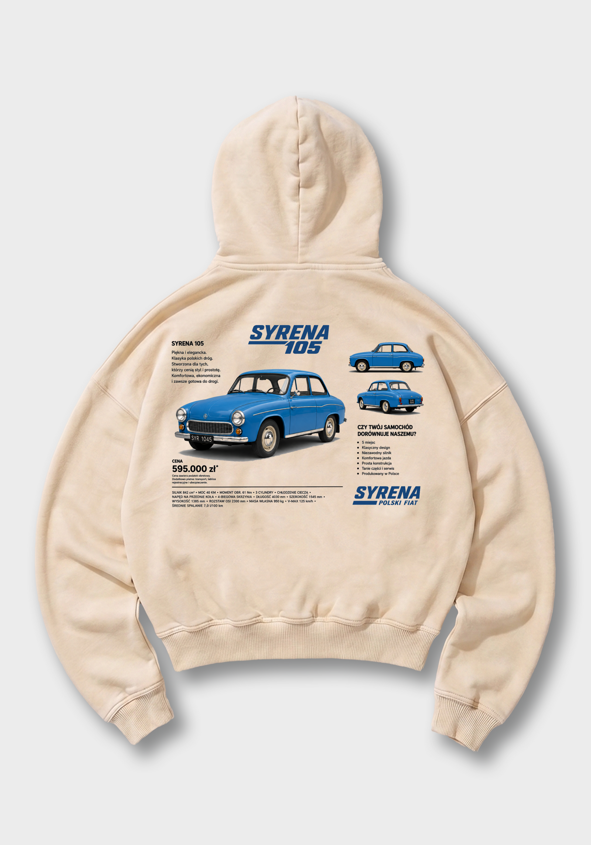 Syrena Oversized Hoodie - Beige Back (Designed)