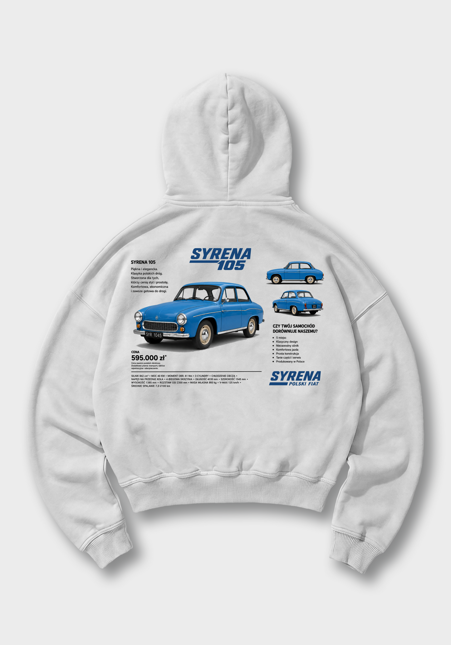 Syrena Oversized Hoodie - White Back (Designed)
