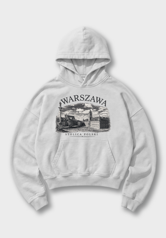 Warszawa Oversized Hoodie - White Front (Designed)